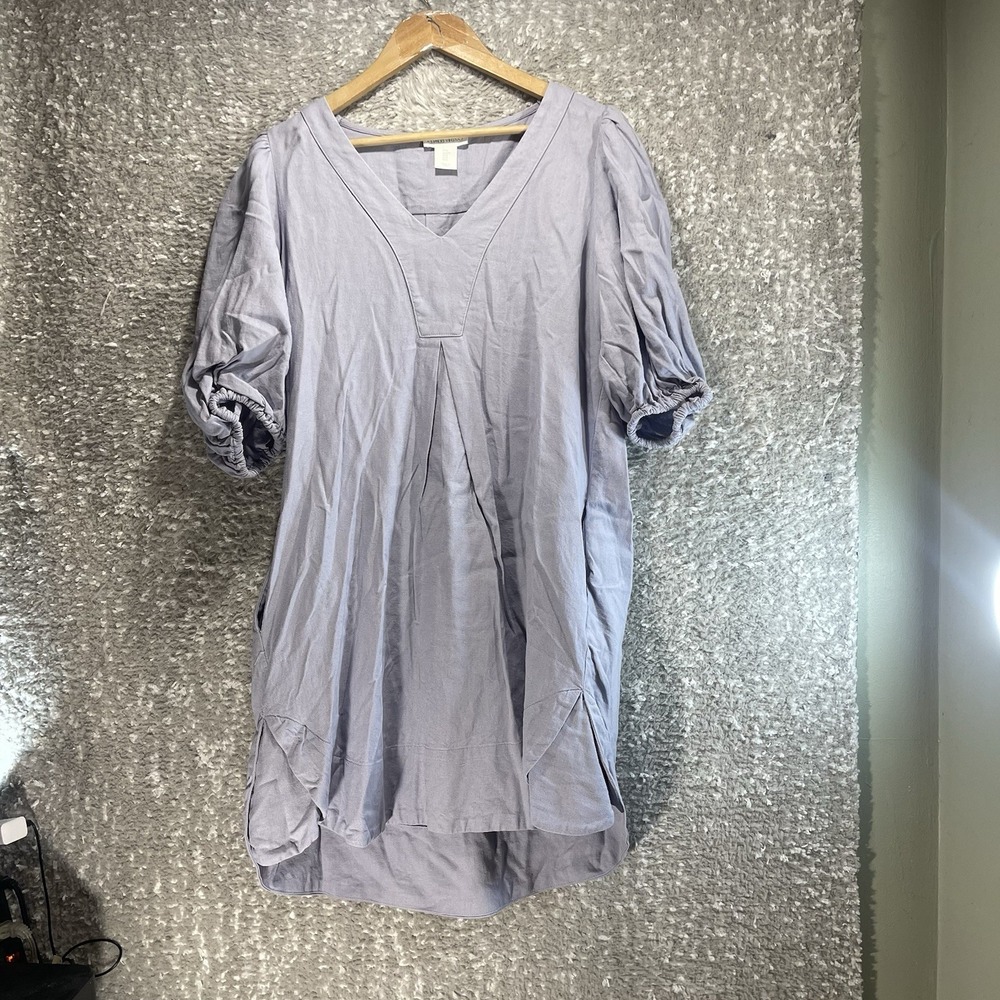 Cynthia Rowley Linen Blend  Dress M‎ Pale Blue Gray Oversized Shift Lagenlook